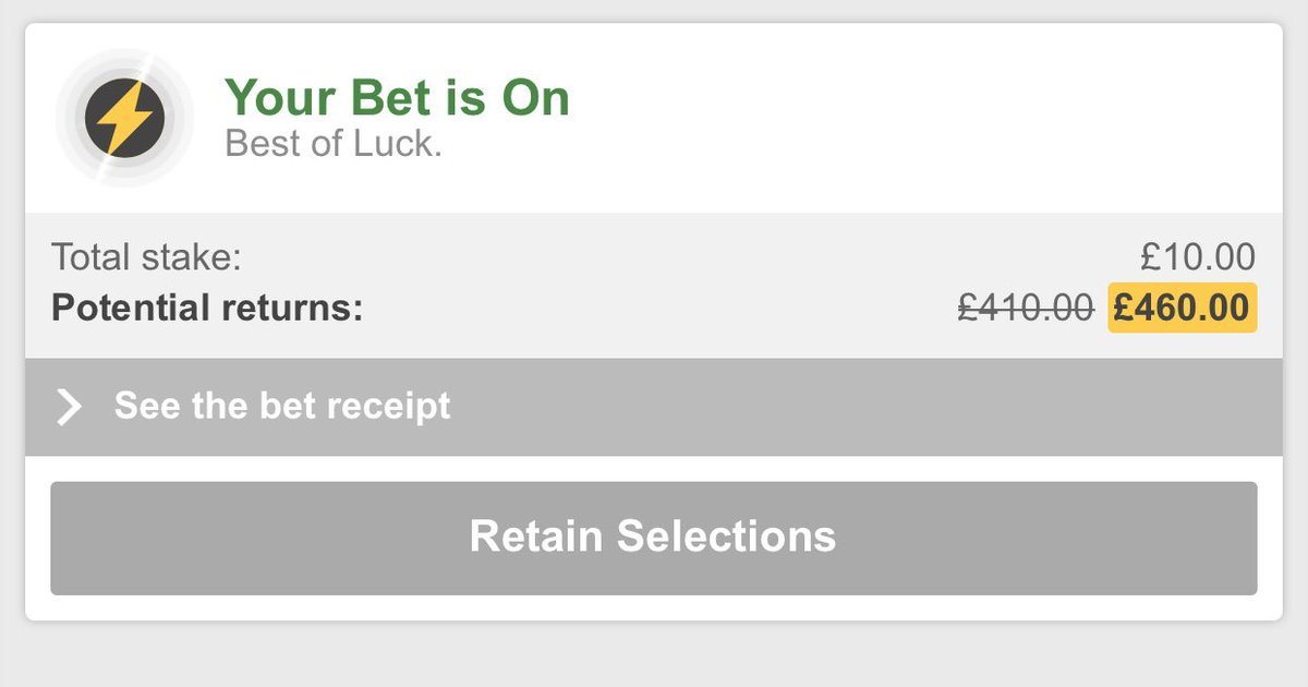 😱 WOWWW!!! I requested a special with Paddy Power and they’ve gone and priced it at a huge 40/1!!!

HIT LIKE ♥️ IF YOU WANT THE BET!

£10 pays over £400!!! 💸