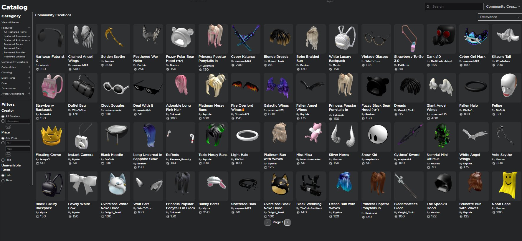 Kensizo On Twitter We Front Paged Every Section Of The Catalog - roblox dreads codes