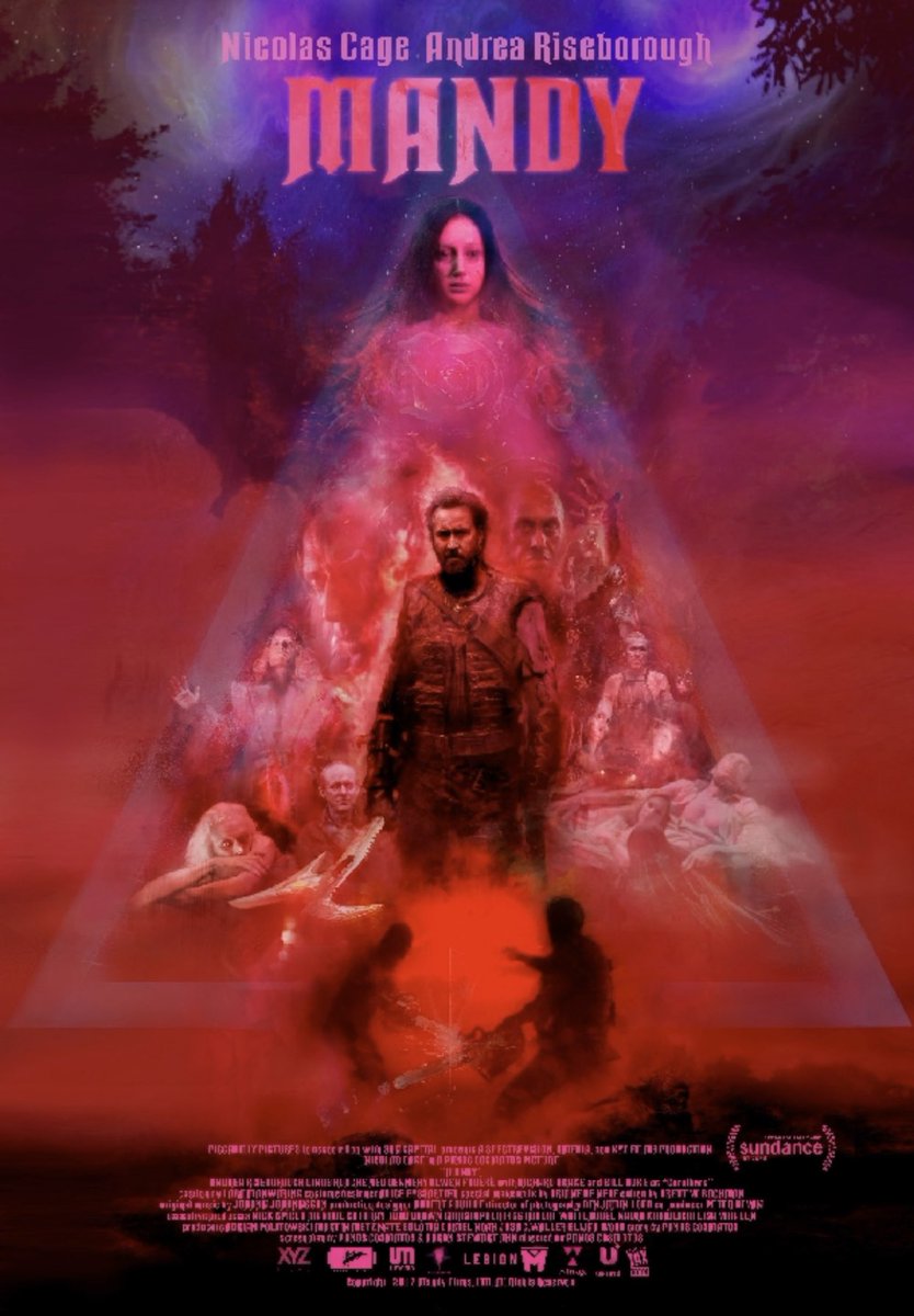 95. Mandy (2018)Psychedelic nightmare starring Cage as a lumberjack who’s secluded domestic bliss is shattered when his wife Mandy is abducted by a crazed cult and their demon biker henchmen - beginning a bloody mission for rescue and revenge