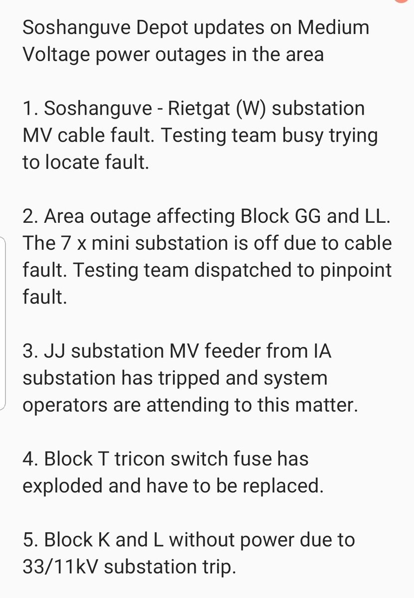 City Of Tshwane On Twitter Soshanguve Depot Powerupdate On Medium Voltage Power Outages In The Area Please Note Restoration Time For Soshanguve Outages Is Not Yet Known We Will Post Progress Updates