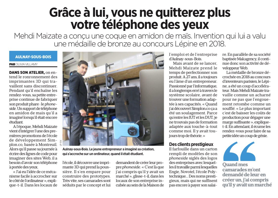 yannickhoppe's tweet photo. Mehdi Maizate, jeune talent accompagné par @terresdenvol, est à l’honneur aujourd’hui dans @LeParisien_93.
Avec @MakagencyIO, il a reçu la médaille de bronze au @ConcoursLepine.
Un bel exemple de réussite ! 👏🏻
#MadeInParisTerresDEnvol #MadeInSSD
➡️ https://t.co/32XXmWZYOi https://t.co/0ARwFMCIeS