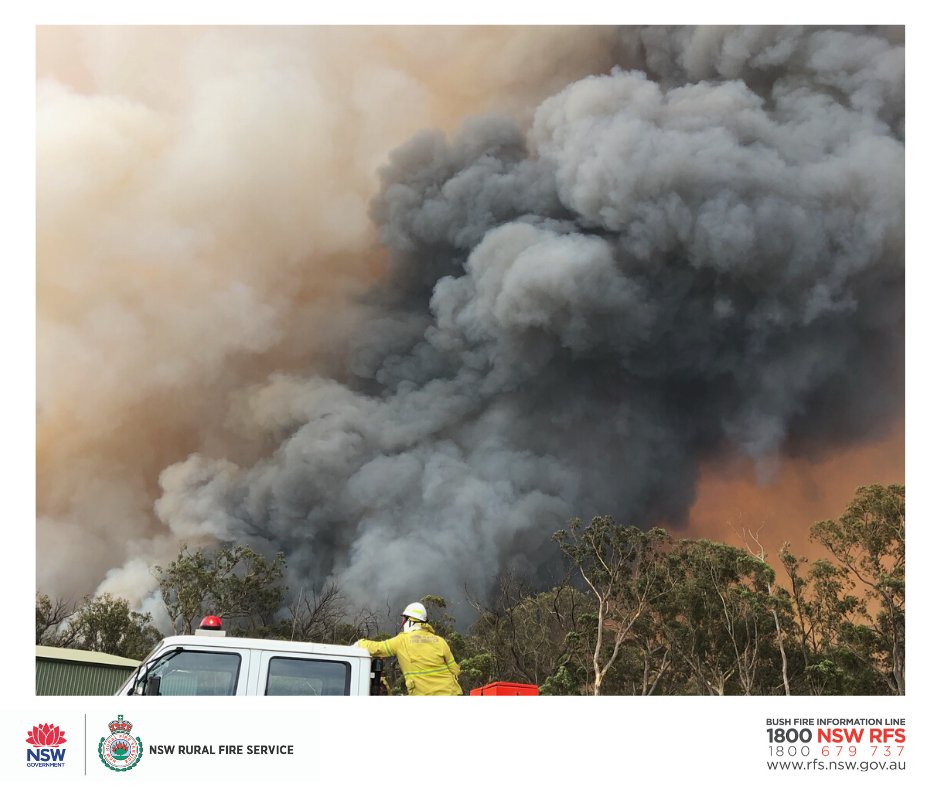 NSWRFS's tweet photo. A fire-generated thunderstorm has formed over the Mines, Pilot Lookout and Nine Mile fires, south west of Thredbo and Ingebirah and west of Corrowong and Delegate. This is a very dangerous situation. Monitor the conditions around you and take appropriate action. #nswfires #nswrfs https://t.co/2PpyCOGWGw