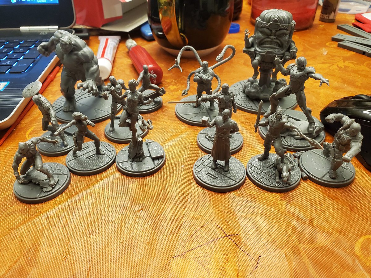 BluegrassGamers's tweet photo. Finally finished assembly on all of the Marvel Crisis Protocol models. Assembly instructions could have been better. But nice models. #fantasyflightgames #ffg #marvel #marvelcrisisprotocol #avengers #cabal https://t.co/O9InfCPCet