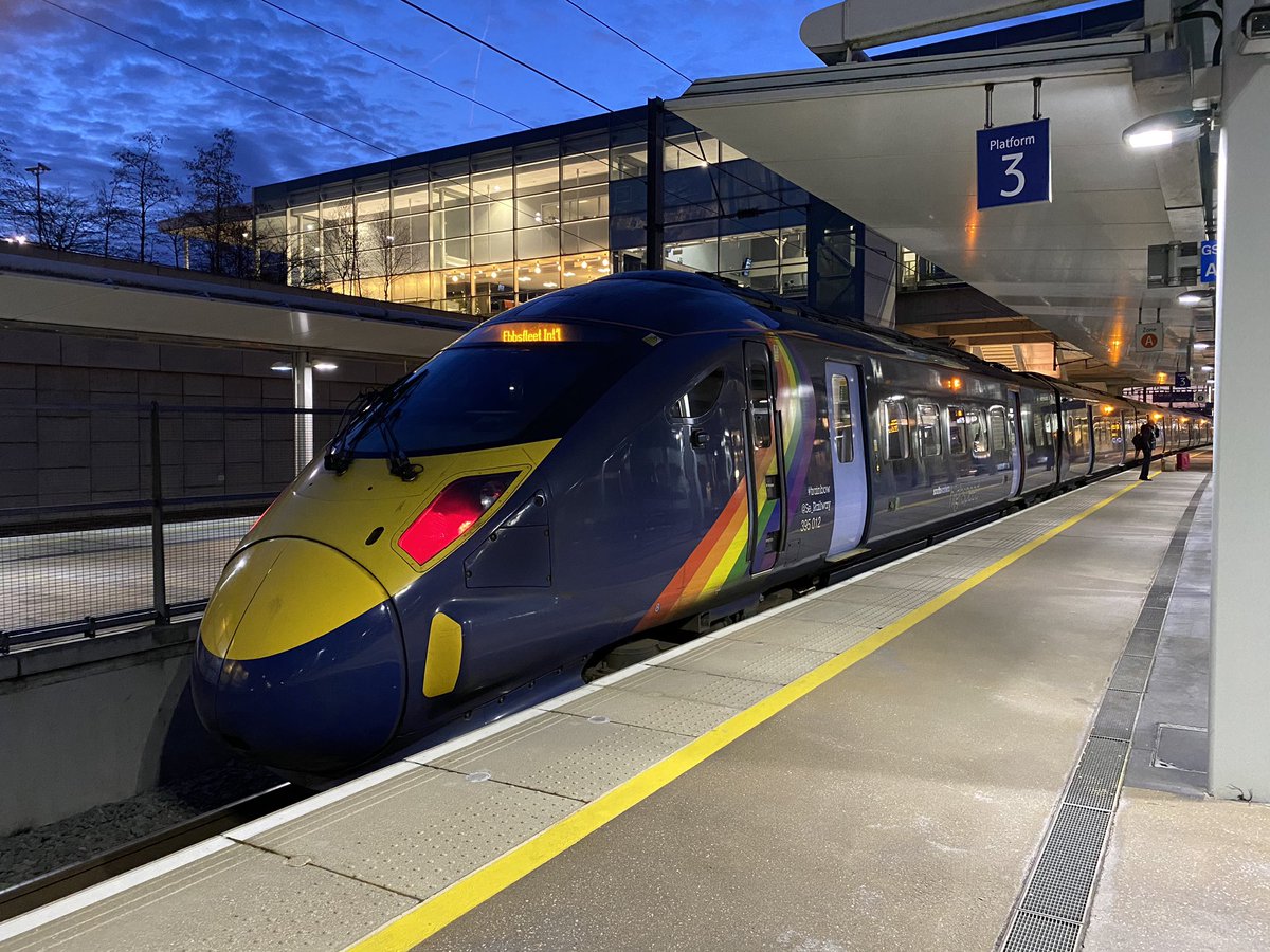 A spin out to Ebbsfleet this morning on <a href="/Se_Railway/">Southeastern</a> High Speed. Due to engineering work there is no service towards Ashford via HS1, this is Javelin 395012 at Ebbsfleet ready to depart for St Pancras unusually from platform 3 which normally only sees departures towards Kent.