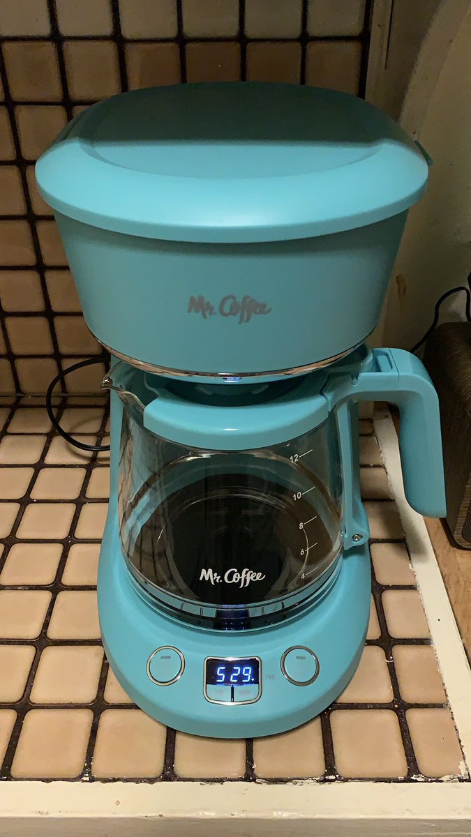 Mr. Coffee 12-Cup Programmable Coffeemaker, Arctic Blue, Brew Now