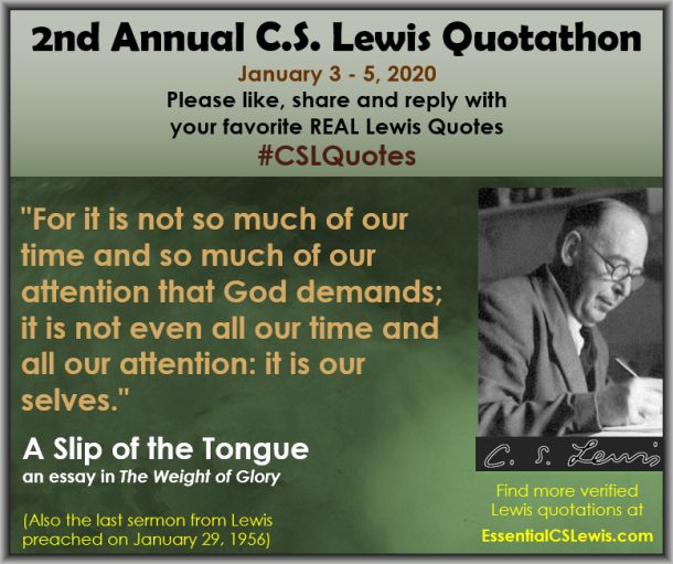 EssentialLewis's tweet photo. It's the 2nd Annual C.S. Lewis Quotathon - Day TWO! Join in by sharing your favorite Lewis quotes.
#CSLQuotes https://t.co/VSKQxpcx2V