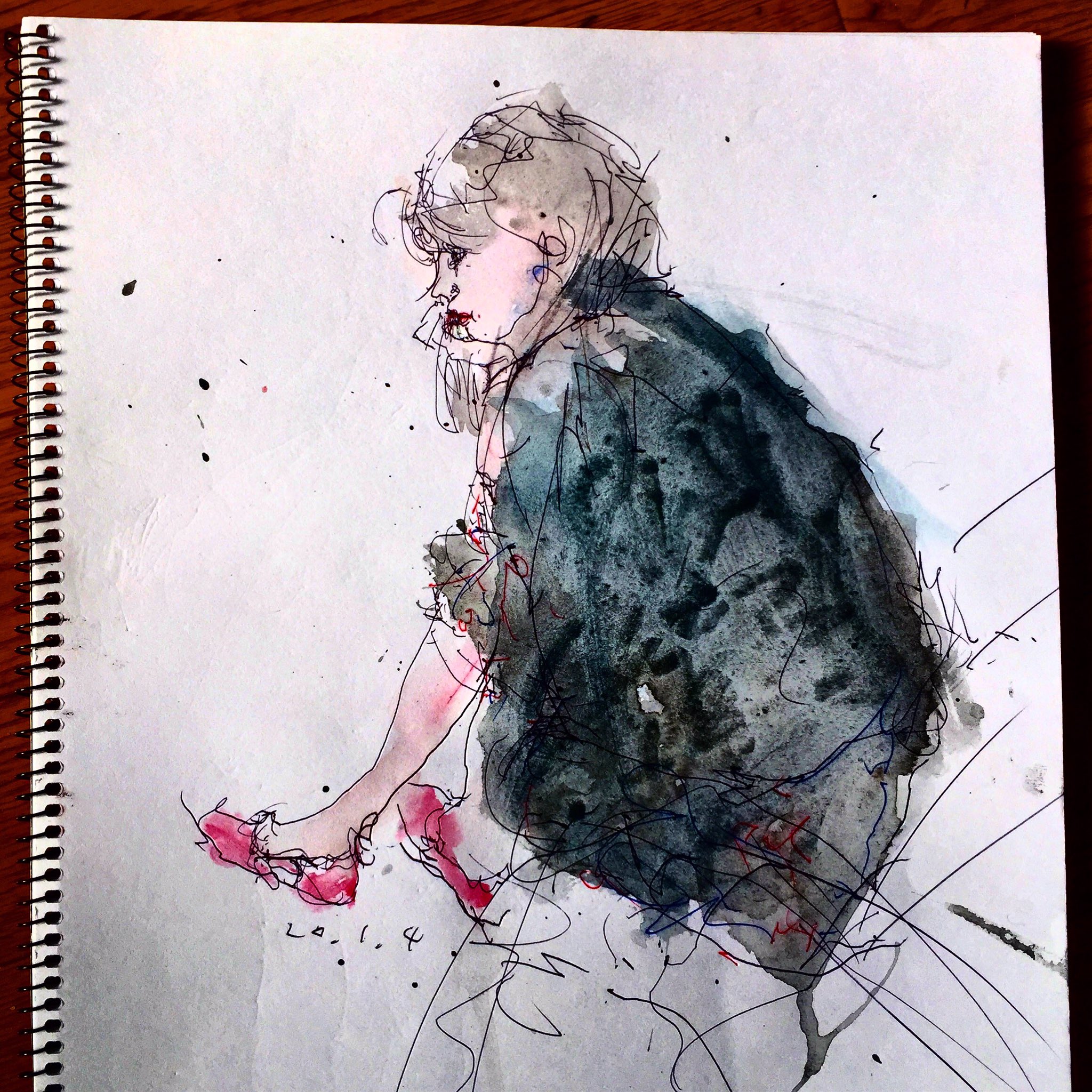 ハタタロウ スケッチ ドローイング ボールペン 水彩