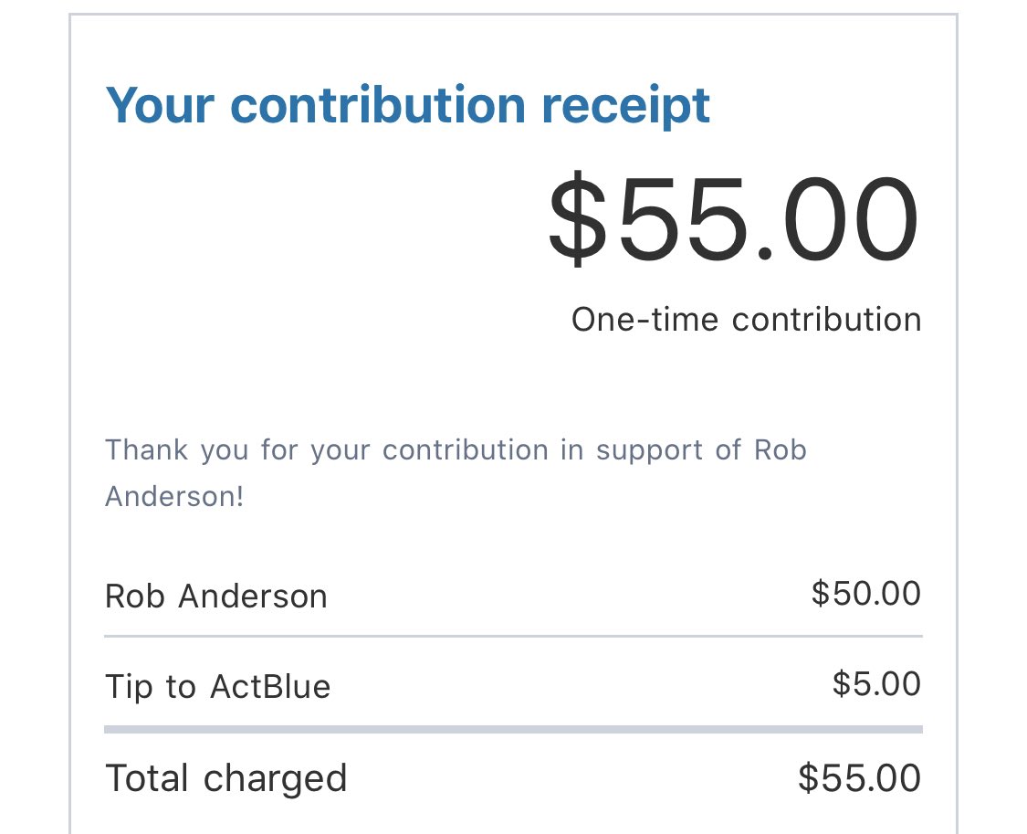 VibeSoHigh's tweet photo. Never underestimate the power of #WeThePeople.
Together, we just sent $100 to patriot @RobAnderson2018โs campaign in just 20 minutes.
Vet your candidates, and letโs #BuildTheBlueWave & #StopTrump.
(Enjoy 2020, @RepClayHiggins. ๐โ๐ป)
#VoteBlue2020
#RobMobโ๏ธ๐บ๐ธ
๐@ryanfmassey https://t.co/0b4DsXwHPT