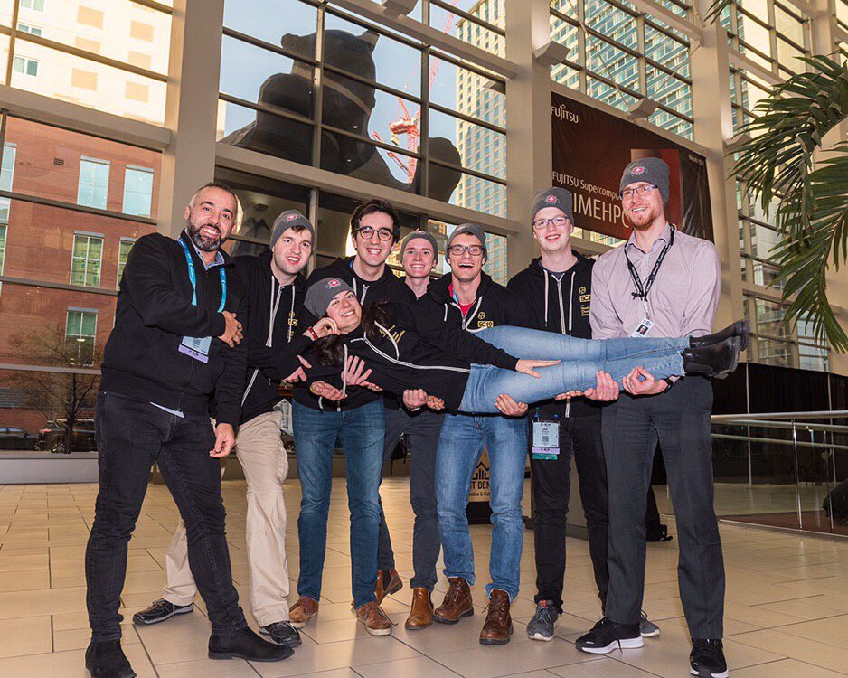 aschpc's tweet image. Meet Team RACKlette @ETHRacklette from @ETH_en 😎

Started their SCC journey at #ISC19, they got 3rd place overall, 1st for LINPACK and the AI challenge. After another big success at #SC19, they are now eager to participate at #ASC20. 

Reserve Your Spot: asc-events.org/ASC20/