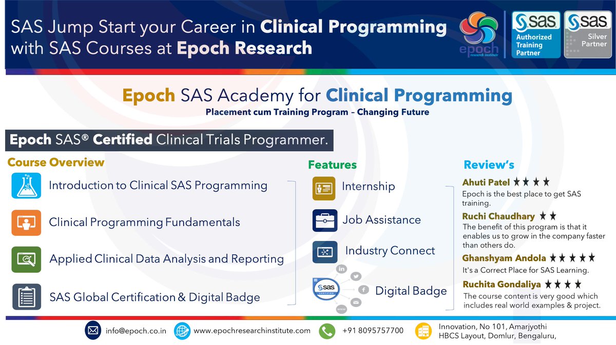 epochresearch's tweet photo. Placement Training Program - Epoch SAS Academy for Clinical Programming - https://t.co/GoXuUeZV6j https://t.co/n6s6UZJ8Xk