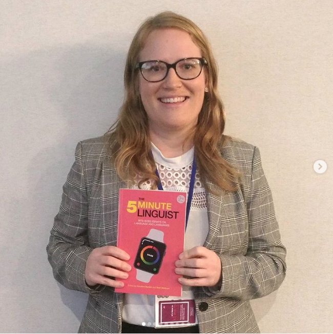 Linguistics_UTA's tweet photo. Congratulations to doctoral student Emily Williams who won the Linguistic Society of America's 5-Minute Linguist Competition this evening in New Orleans!! @UTAGradSchool @utalibarts @LingSocAm https://t.co/2qBtJwT4ha
