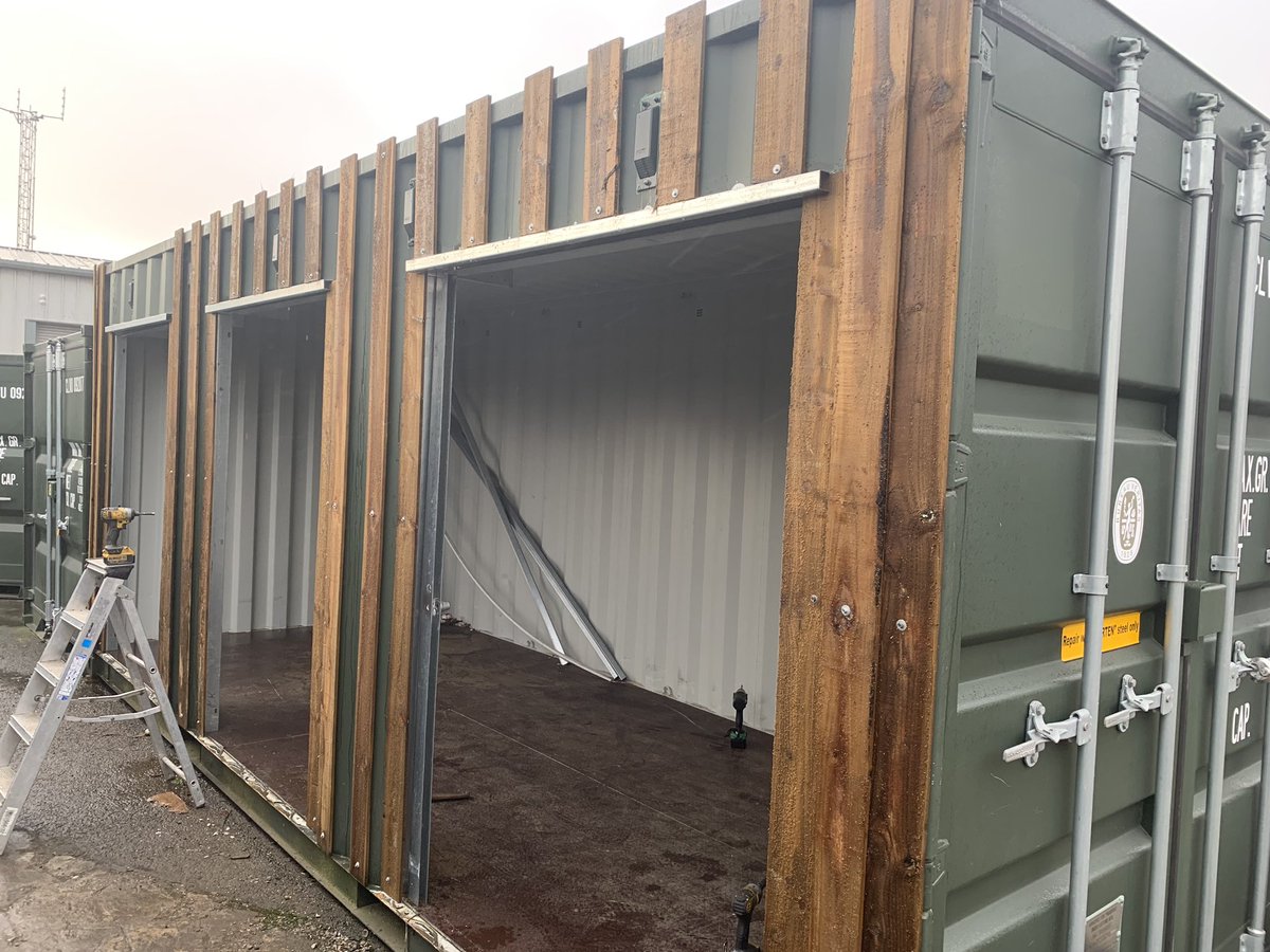 PKshutters's tweet photo. Who said Shipping containers had to be ugly. The last few days project. Ready for rental after some minor finishing touches. Insulated roof, caps and treads to finish! 😎. Also available for sale. https://t.co/dWCWe8nGHW