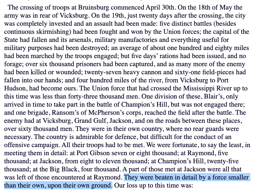 Grant emphasized the Union was successful at Vicksburg against an enemy…-fighting on their “own ground"-with larger numbers (>60K CSA to 43K USA)-and superior weapons 11/?