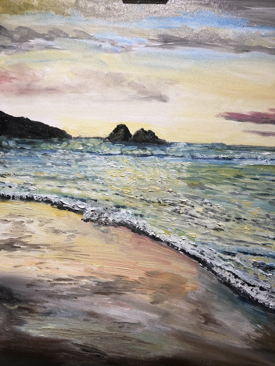 visially's tweet image. Another painting of Holywell Bay, my first painting of 2020 @RNIB @NystagmusUK