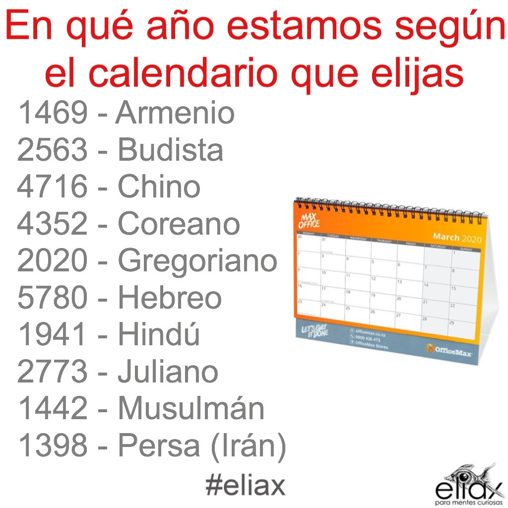 Jose Elias Pe Twitter Curiosidad Eliax He Aqui Algunos Distintos Calendarios De La Humanidad Y En Que Ano Estamos Hoy Segun Cada Uno De Ellos Y Como Pueden Observar Sus Fechas De en que año estamos segun el calendario musulman