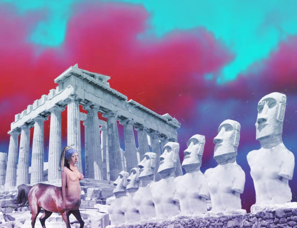 ローズキャット V Twitter モアイ人が支配する地中海文明にも ケンタウレ ギリシャ神話に登場する はいるのだろうか モアイ パルテノン神殿 ケンタウレ パラレルワールド