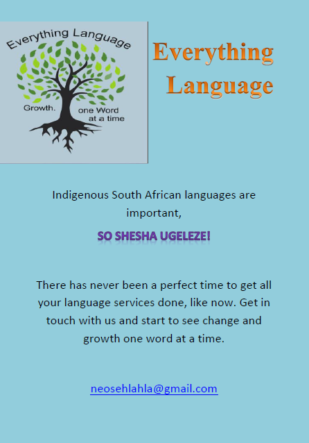 NeoSehlahla's tweet photo. Everything Language is a Language Company that is aimed at heading the development of South African languages with the hope of bettering communication, promoting multilingualism, and preserving both our languages and cultures.
#EverythingLanguage
#DJSBU https://t.co/gsvTIxoSln