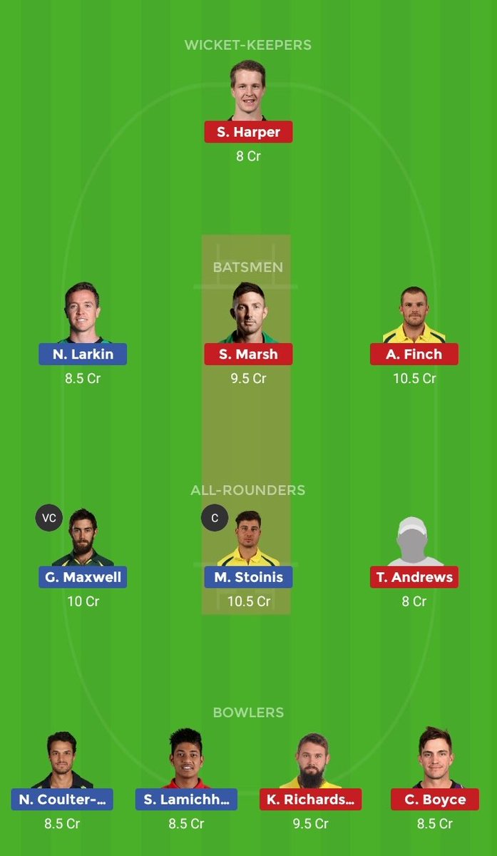 FantasyCricTeam's tweet photo. #MLSvMLR #MLSvsMLR
#BBL09
#Dream11 

Other c vc : Finch(C) Marsh(vc) 

You can swap c vc https://t.co/XsOnn0Rxa6