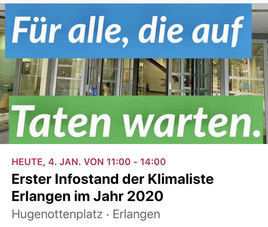 Heute erster Infostand der #Klimaliste Erlangen auf dem Hugenottenplatz. Gemeinsam setzen wir eine konsequente Klimapolitik vor Ort durch. #SchlussMitPillePall