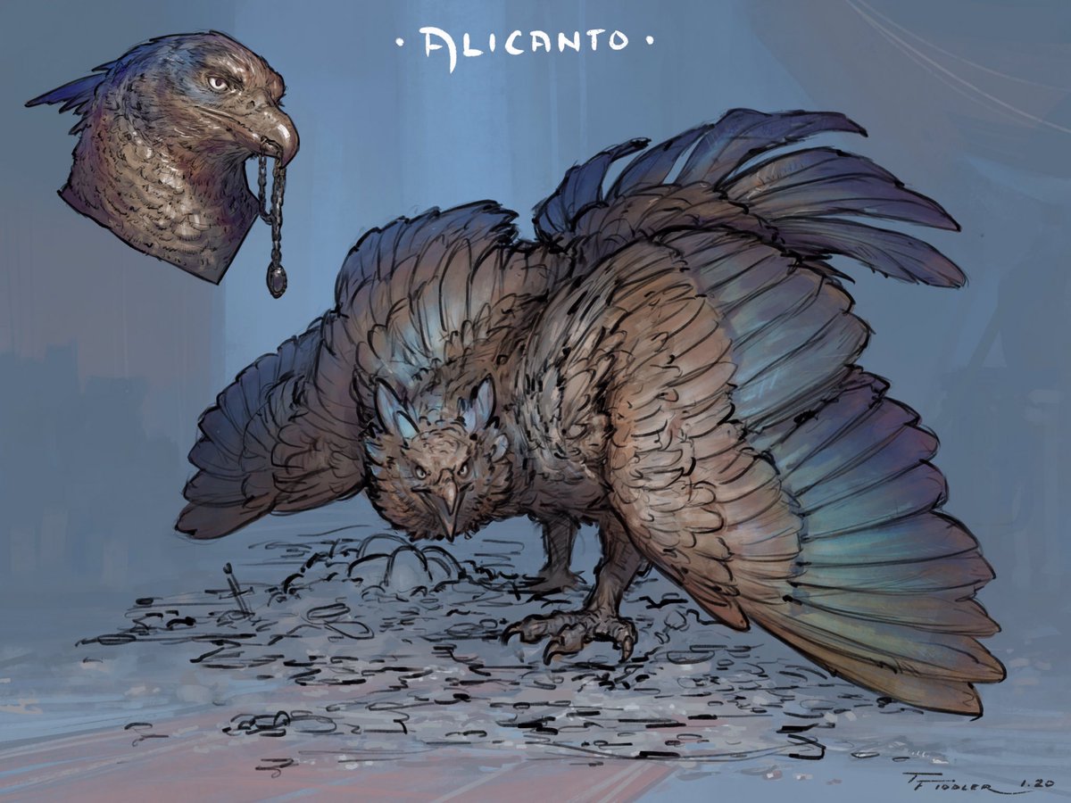 Day 3 of #creatuanary2020!! The #alicanto! Someone's made a nest out of the old treasure room... ? Went more painterly for this one ?? #creatuanary #conceptart #creature #characterdesign #sketch #drawing #art #procreate #ipadpro #bird #gold #treasure 
