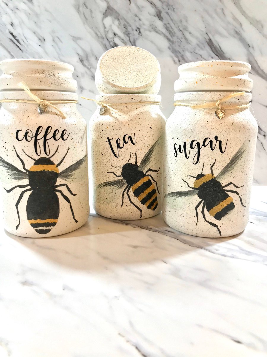 bee tea coffee sugar canisters