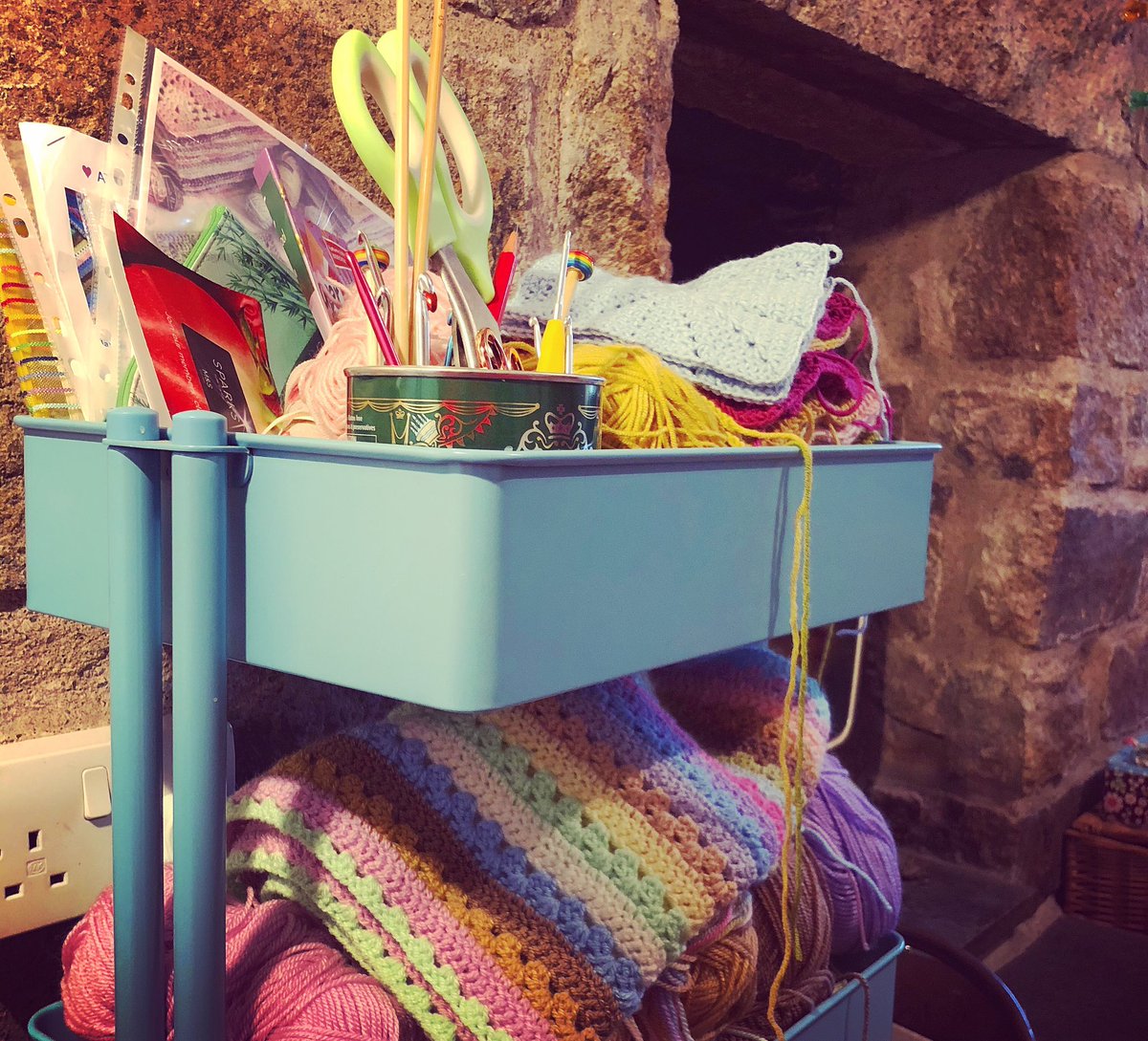 CornishDwarf's tweet photo. In an attempt to make my timeline less sad/angry I’m following more #crochet people. Not sure wool-based craft can fix our problems but they can distract me. Any recommendations? Here’s a random photo of my hobby trolley as a cry for attention. #grannysquare #attic24 #bellacoco https://t.co/PYMb44RPMw