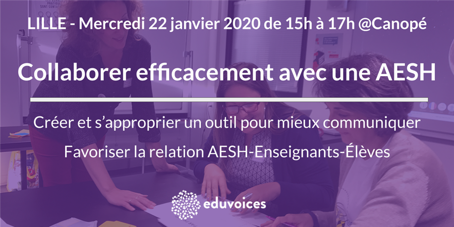eduvoices's tweet photo. Venez découvrir comment mieux #communiquer et #collaborer avec votre #AESH pour favoriser la #réussite du trio AESH-Enseignant-Élève ! RDV le 22/01 @canope_59 Plus d'infos et inscriptions 👉https://t.co/bgQUhJIjNx #inclusion #handicap #enseignement cc @Cha_Delobeau https://t.co/uQpGxhYnlf