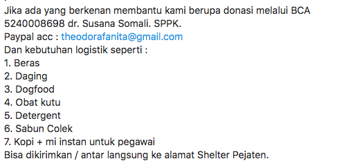 f_potkin's tweet photo. Numerous animals were cruelly left behind by their owners during the Jakarta floods. For anyone inclined to help, the respected Pejaten Shelter has rescued many of them &amp; taking both financial &amp; food donations (you can also buy their calendars!)  @raviopatra @yennikwok https://t.co/ioNP9PvCUc