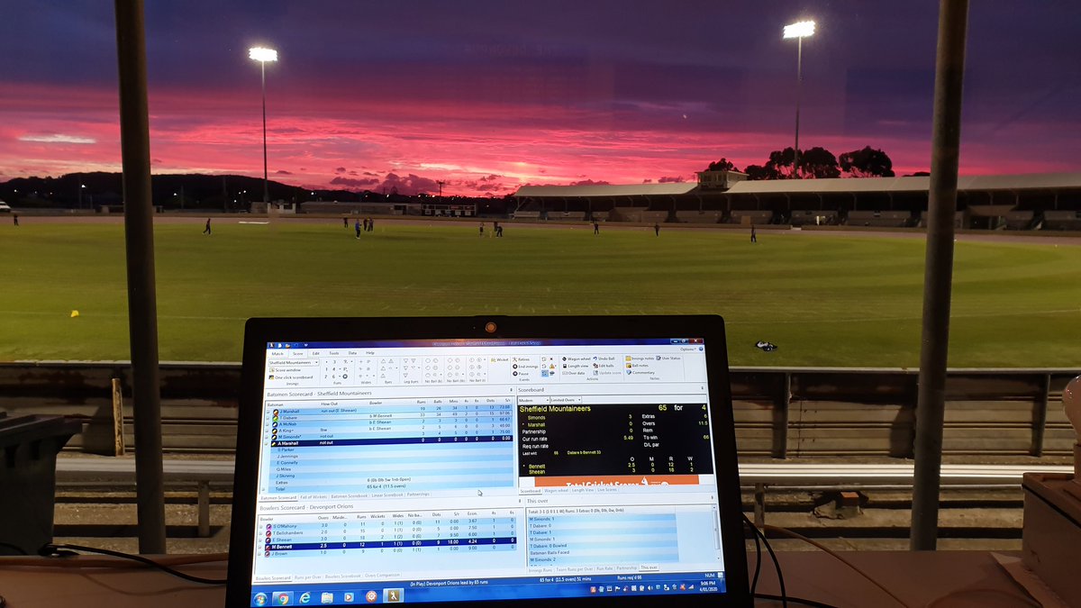 A stunning night for a drop of scoring at the Devonport Oval in the <a href="/cnwtas/">Cricket North West</a> T20 game between <a href="/DevonportOrions/">Devonport Orions CC</a> and <a href="/sheffieldcctas/">Sheffieldcricketclub</a>. #redatnight #shepherdsdelight
