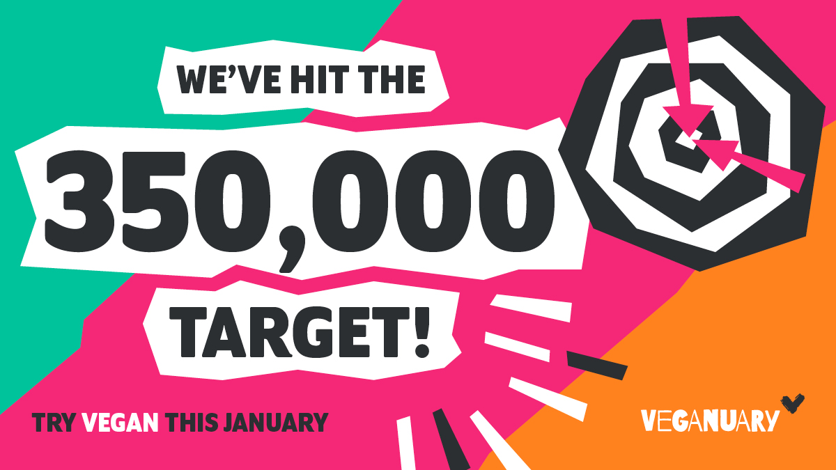 ⭐WE DID IT!! 350,000 sign ups is record breaking! Now let’s go for legendary! The more people that try vegan this January, the more animals that we can save &amp; the greater impact we'll have on our planet! There's still time to sign up for #Veganuary2020 👉 veganuary.com