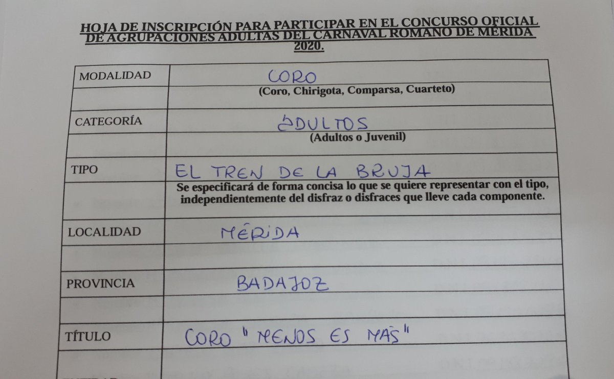 CoroMenosEsMas's tweet image. ¡Ya inscritos en el Concurso del Carnaval Romano de Mérida 2020! 🎭💪🏻

#ElTrenDeLaBruja #CarnavalRomano2020