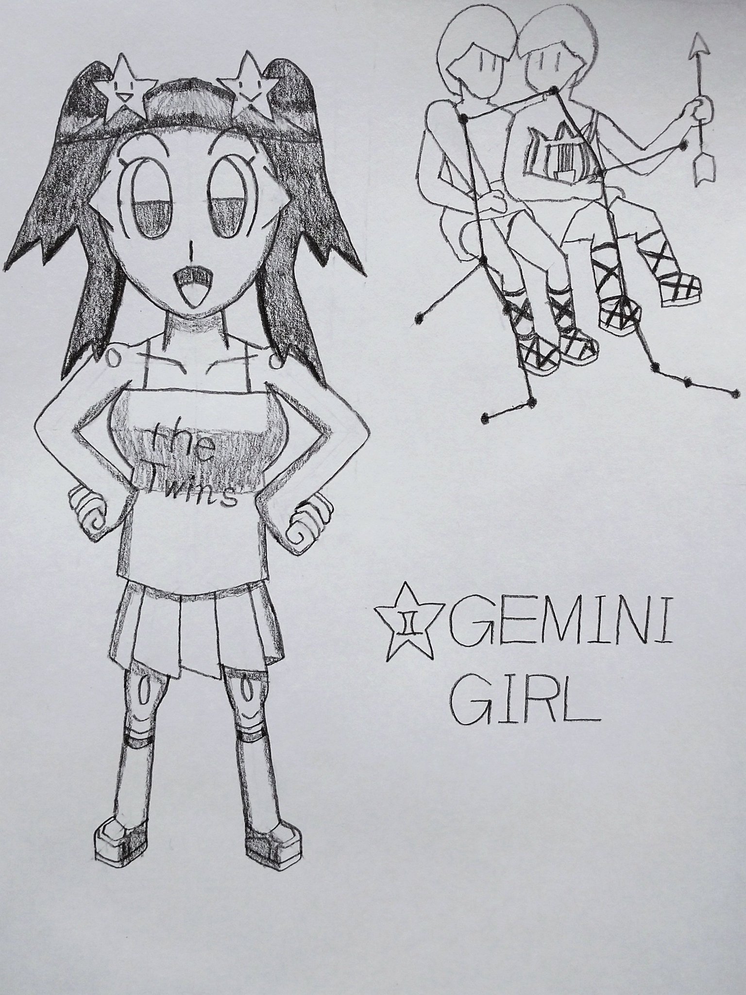 リョーマ アニメ 恋する小惑星 アステロイド 1のアイキャッチ Cm前後に一枚絵が入るアレ が ふたご座 だった記念 に 看板娘でもあるふたご座ちゃん 創拡 イラスト王国 絵描きさんと繋がりたい