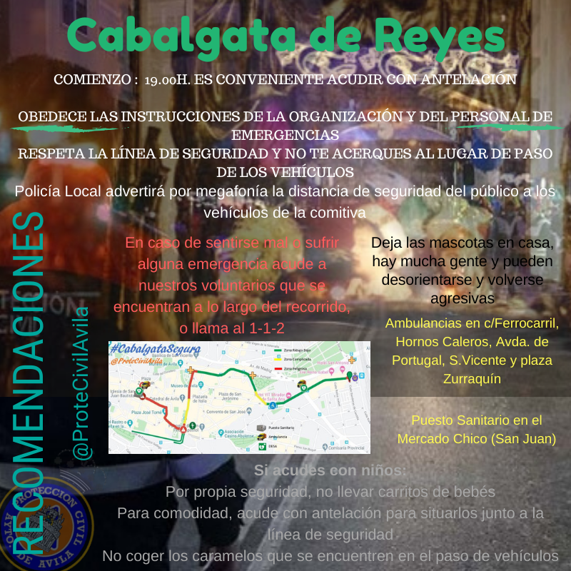 Ayto_Avila's tweet photo. ¿Todo listo para la llegada de los Reyes Magos?
Planifica también la Cabalgata de mañana
- Sal con tiempo, deja el coche, utiliza el transporte público
- Si es posible, no lleves a tu bebé en silla
- Deja a las mascotas en casa

#CabalgataSegura
 https://t.co/evmjyndRaE https://t.co/AfMOuHP9ZW