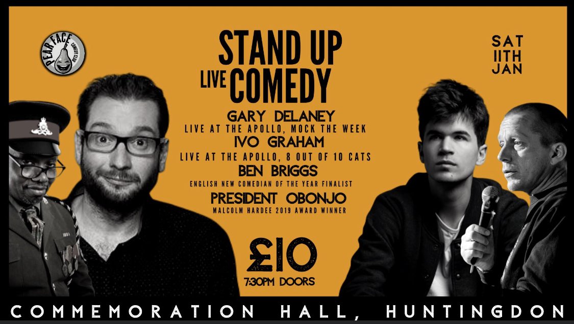 Look at that stellar line-up of Comedians appear at the Commemoration Hall next Saturday!