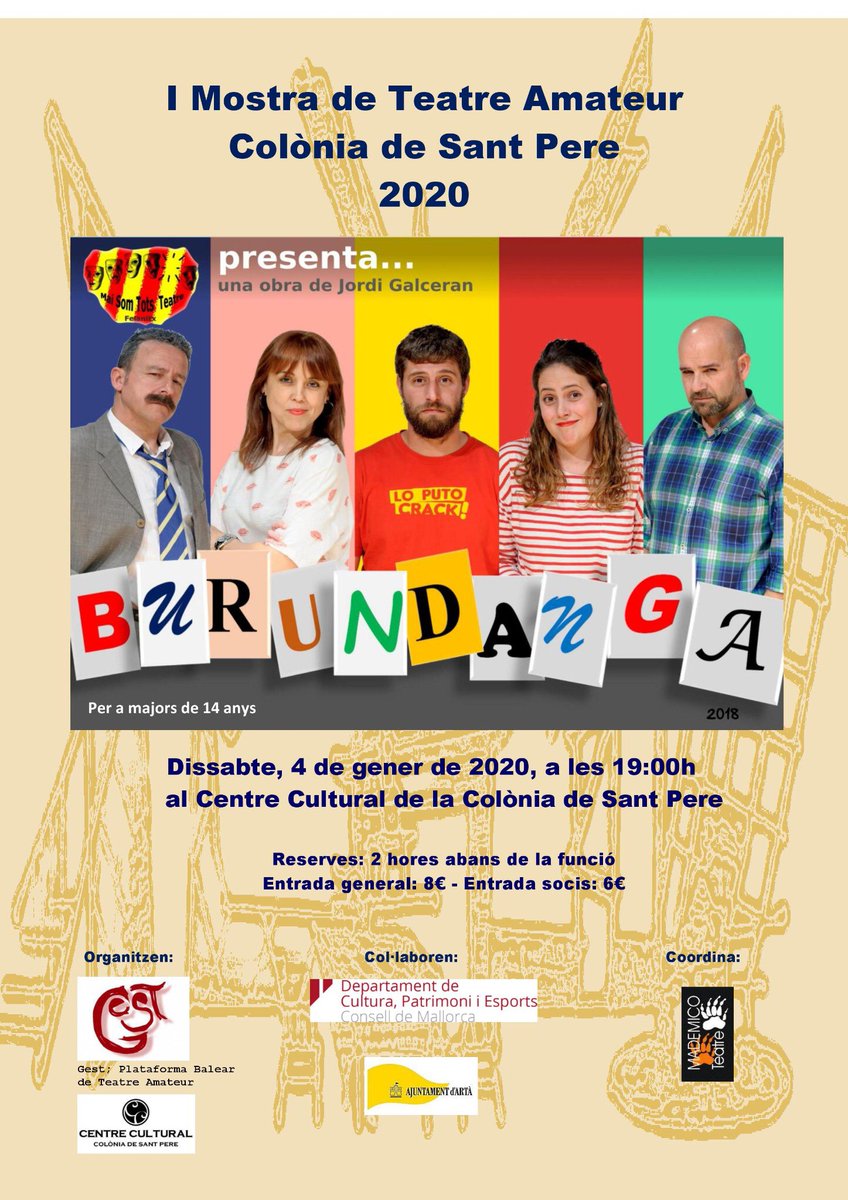CentreculturalC's tweet photo. Avui horabaixa comença la primera mostra de teatre amateur de la Colònia de Sant Pere, a les 19 hores al Centre Cultural, animau-vos a participar-hi !!! https://t.co/Ge1sHVTTkG