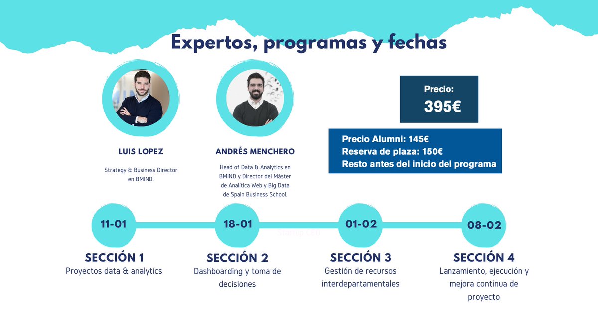 SpainBS's tweet image. Conoce más de nuestro curso especializado de #DataProjectManager en #BigData, el programa de contenidos y los especialistas que impartirán la docencia. @AndresMenchero y #LuísLopezVaca
ow.ly/HoBG50xMhPG
#gestiondeproyectos #NuevosCursos #Formación #Madrid