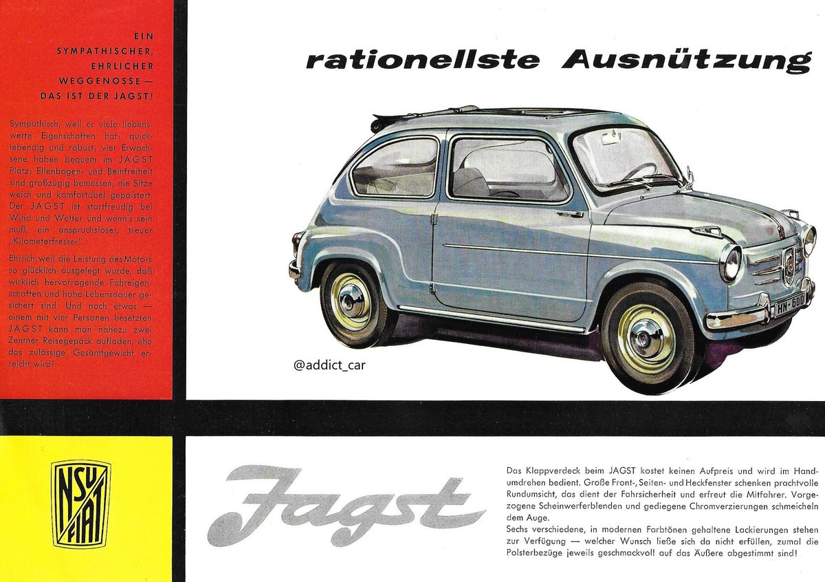 Carbrochureaddict Germany Was One Of Many Countries That Made Fiats Under Licence With The Local Marque Being Nsu Fiat A Name Later Changed To Neckar After Nsu Resumed Its Own Car