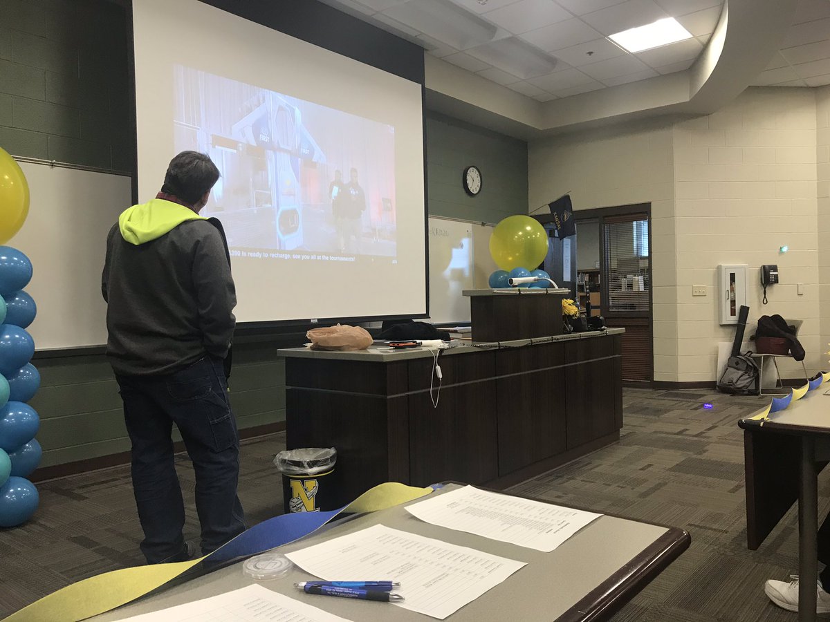 nhscte's tweet photo. GAME ON! RaileRobotics Reveal Party was this morning and there was a full house of students, alumni and mentors. Now the hard work starts for this year’s robot build! Good luck Railers! #railerpride https://t.co/hoxi9fBQtV