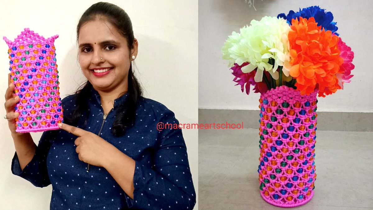 MacrameArtS's tweet photo. DIY Macrame Flowerpot /  Vase
Full Tutorial Video via @YouTubeIndia
Watch here : https://t.co/K9ACyI8p5P

#macrame #macrameartschool #art #beautiful #bestoftheday #crafts #craft #cute #diy #decorationideas #howto #handicrafts #homedecor #handmade #interiordesign #madeinindia https://t.co/fHFMcIfP0i