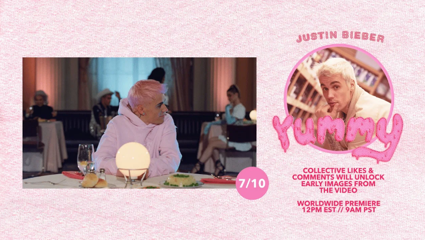 JBAOfandom's tweet photo. Nuevas fotos desbloqueadas del videoclip oficial! ¿Justin con pelo rosa? #Yummy #Bieber2020 #JBAO https://t.co/P3Aj87ZQrw