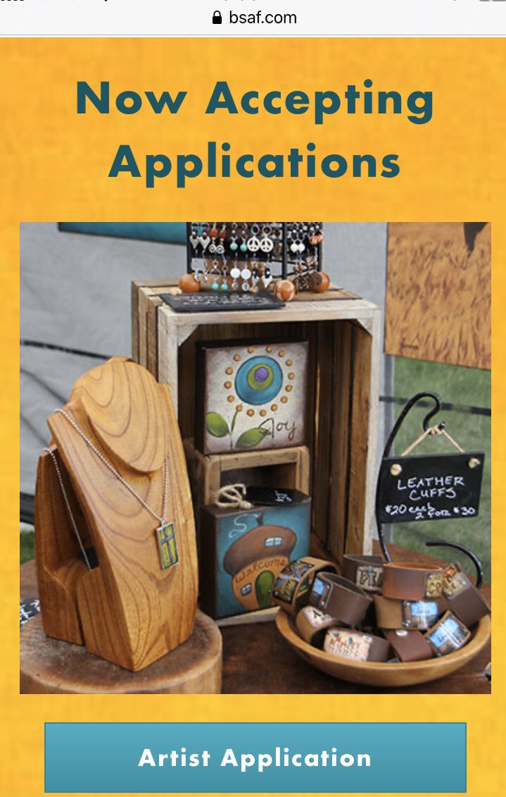 bsafsd's tweet photo. Calling all artists!!!  Art Booth Applications for 2020’s festival are now being accepted!  Applications available on our website.
#callforartists #bsaf #artistcall #brookingssd https://t.co/AMxlTvSgvI