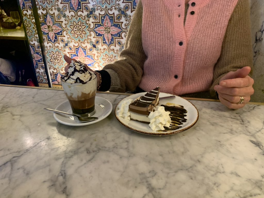 SBartner's tweet photo. While I take photos of espressos, my wife documents every piece of cake and pastry she consumes. This will come in handy when she meets her cardiologist next week. #SlimBezig #Sevilla ๐ณ https://t.co/xXIvei5Kc6