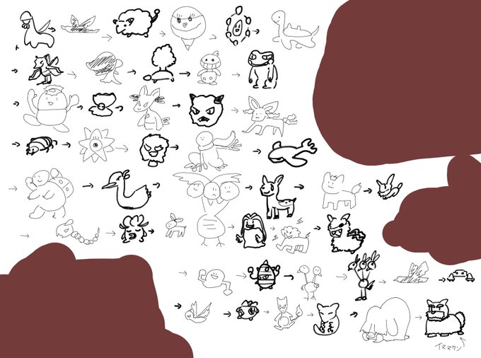 友達とポケモン絵しりとりしました
太いペン→鮭、細いペン→友達 
