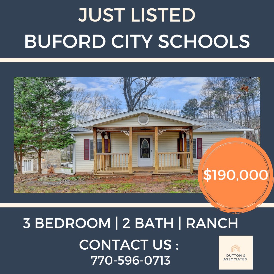 DuttonAssoc's tweet image. JUST LISTED! 
BUFORD CITY SCHOOLS! 
3BD/2BA RANCH! CONTACT US FOR DETAILS!