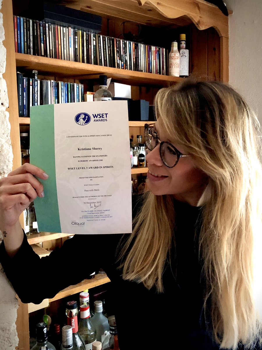 Kristiane_w's tweet photo. BEYOND excited! Remember when we did #WSETLevel3Spirits? It was SO hard. Got the results today - Pass with Merit! (SO thrilled - especially as I got a Distinction on the tasting paper! ππ₯) thanks SO much to all at @WSETschool - would 100% recommend the course! https://t.co/7pX0mYqVz1