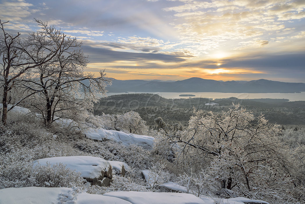 Morning light over Lake George from Cat Mtn - 1/2/20. The light kept changing, and I kept shooting. The time stamp shows I shot photos from almost every minute I spent on the summit. I really enjoyed this ethereal light with the sun rays spreading out from the top of the clouds.