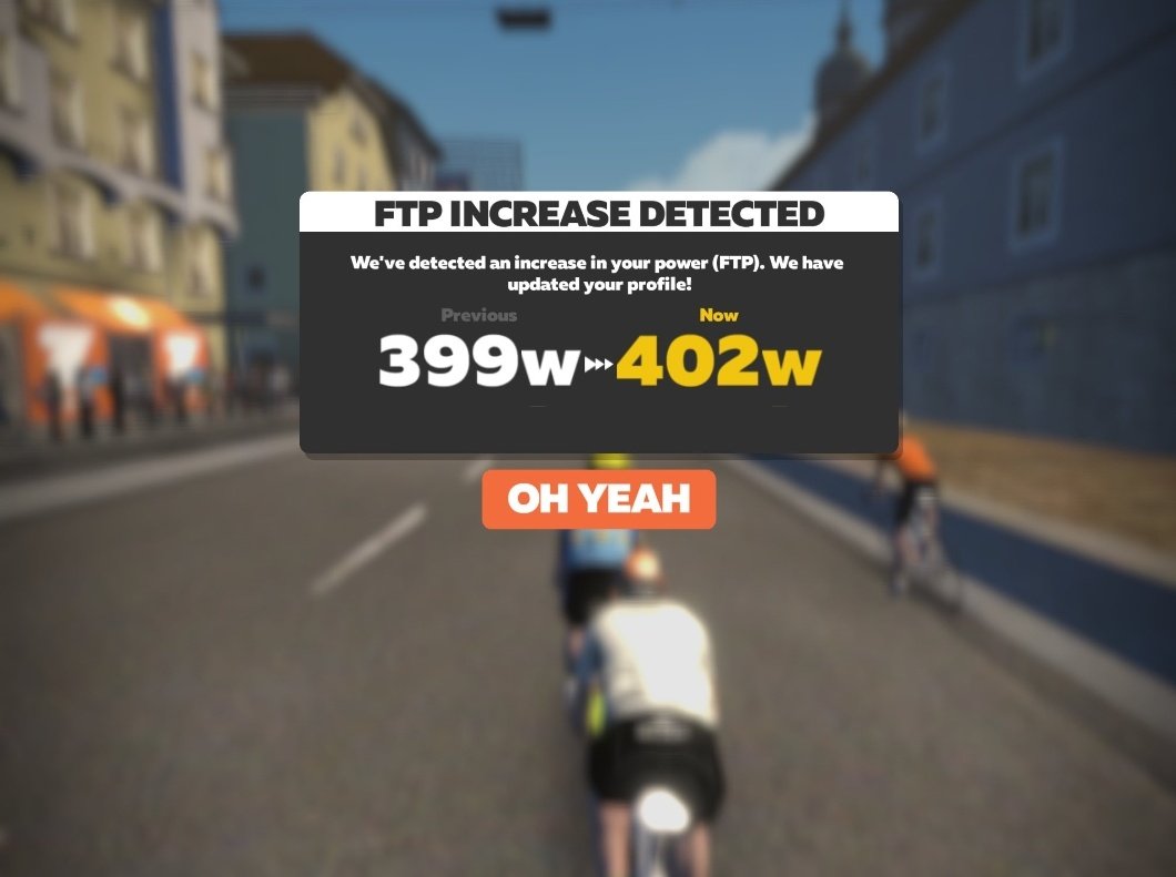 CScyclist's tweet photo. So yesterday to start the year on the bike I sat an FTP test and got 399, which I was disappointed in because I wanted 400 above, today on a ride when I was feeling a bit sluggish I've improved it, which has come a a welcome surprise. https://t.co/P0Ax43yhIY