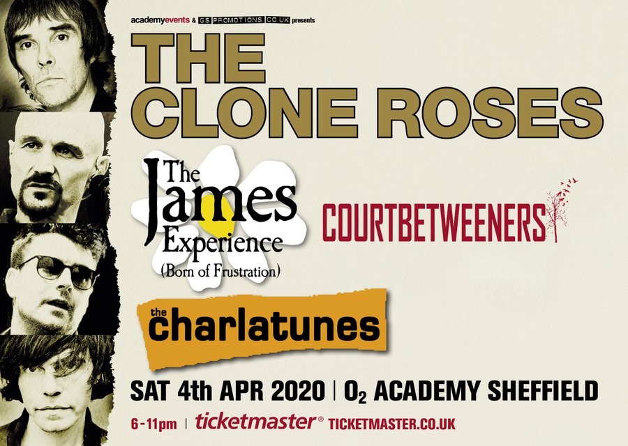 O2AcademySheff's tweet photo. The Clone Roses
+The James Experience
+Courtbetweeners
+The Charlatunes
On Sale: https://t.co/F3amGkJJoo
#TheCloneRoses #o2AcademySheff #Sheffieldissuper https://t.co/8Tkjw0sThi