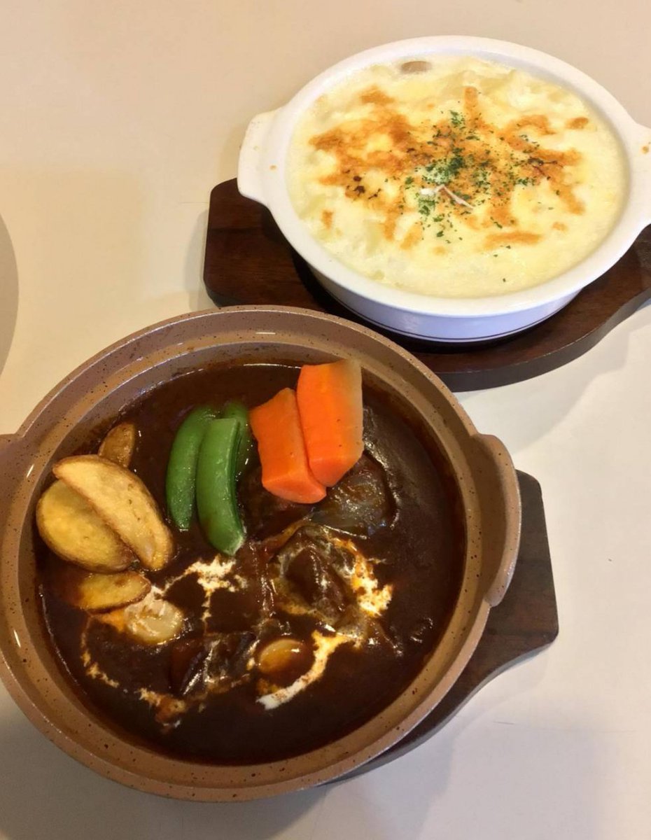 ちき على تويتر レストランミヨシ さんで冬のメニュー3巨頭いただきました どれも美味 ビーフシチュー 海老マカロニグラタン カキフライ 青大豆ポタージュ 行田