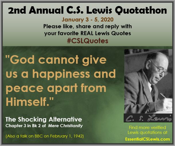 EssentialLewis's tweet photo. Join in on the second day of the 2nd Annual C.S. Lewis Quotathon by sharing your favorite Lewis quotes!
#CSLQuotes https://t.co/7VG5oxnQXk